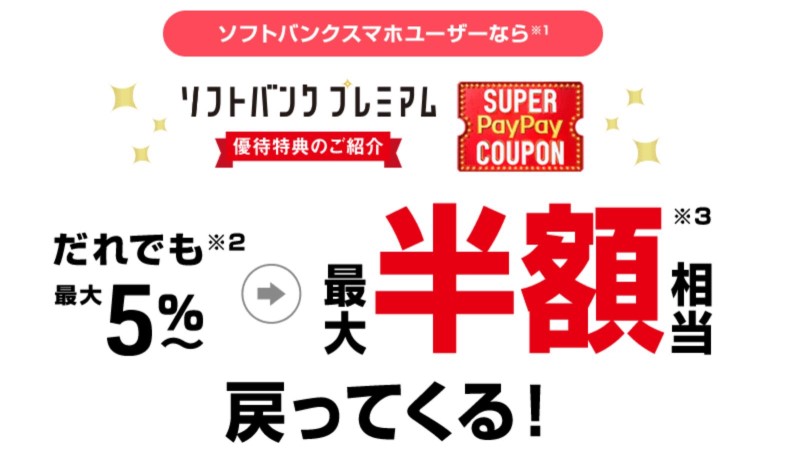 超PayPay祭のソフトバンクユーザーの半額クーポン